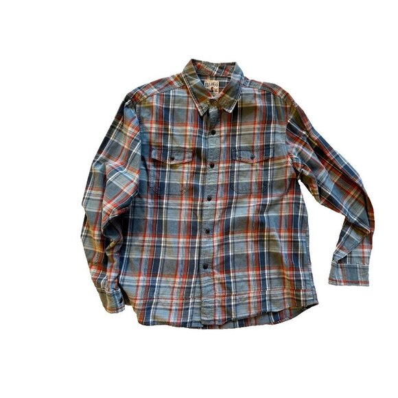 Red Head Shirt Mens Large Long Sleeve Pockets Button Front Flannel Plaid Choose - Picture 7 of 16
